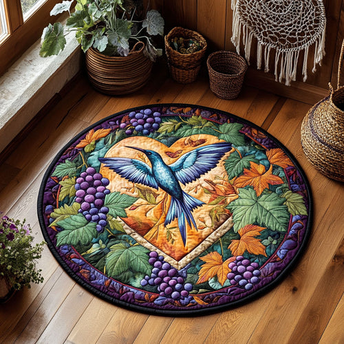 Grapevine Heart Hummingbird WY0605005CL Quilted Round Mat