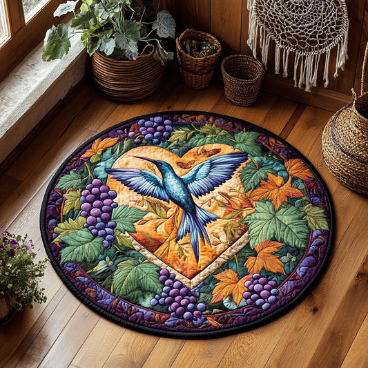 Grapevine Heart Hummingbird WY0605005CL Quilted Round Mat