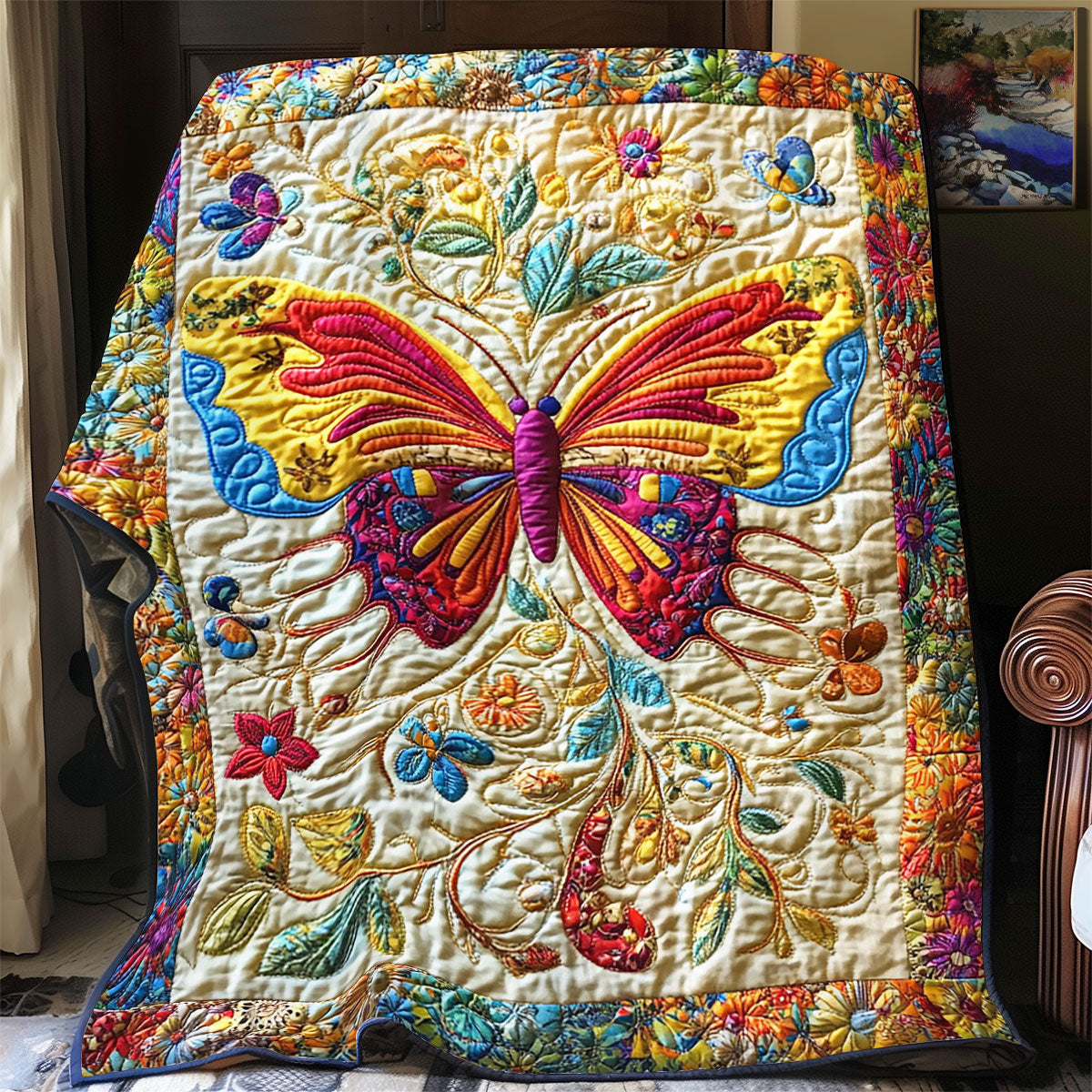 Butterfly In Colorful Garden WY2102004CL Quilt