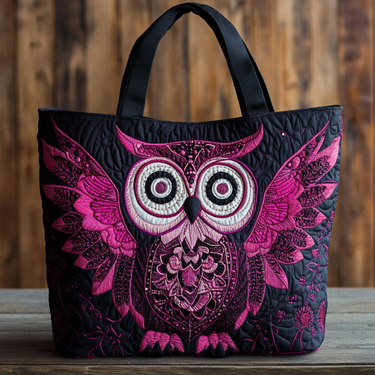Pink Owl Charm CW2909019CL Quilted Tote Bag
