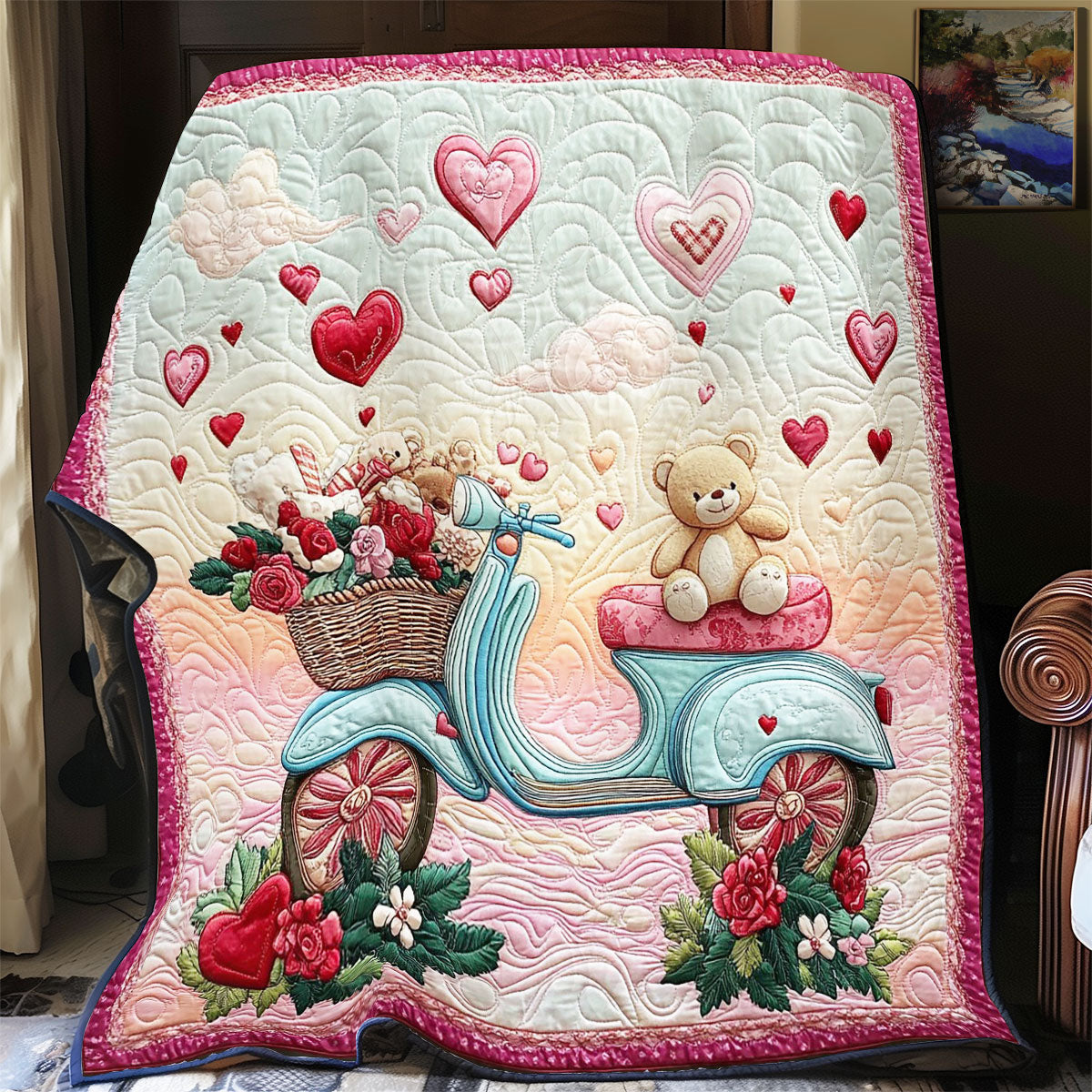 Scooter And Teddy Bear WY3012031CL Quilt