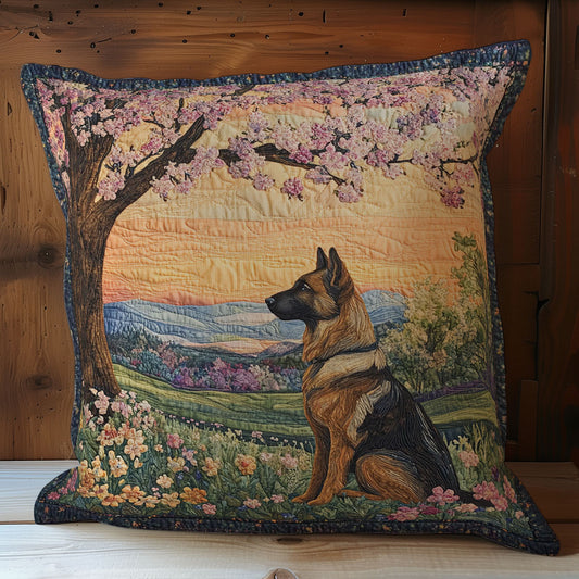 German Sherperd And Blossom WY1102059CL Quilt Pillow Case