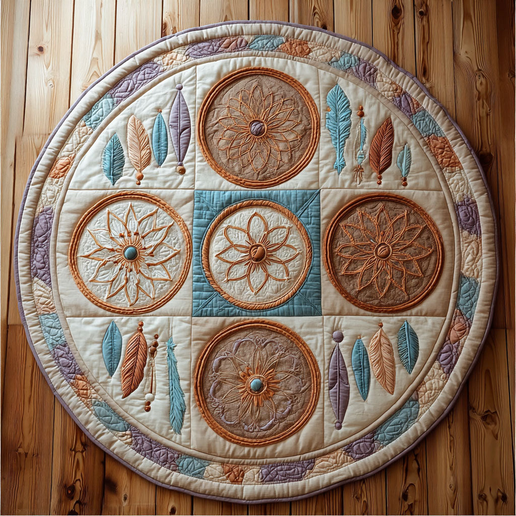 Tribal Rings CW0909025CL Quilted Round Mat