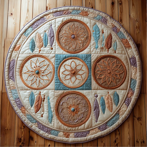 Tribal Rings CW0909025CL Quilted Round Mat