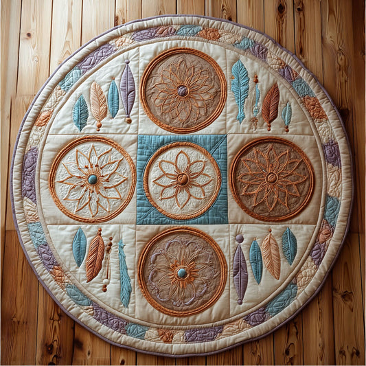 Tribal Rings CW0909025CL Quilted Round Mat