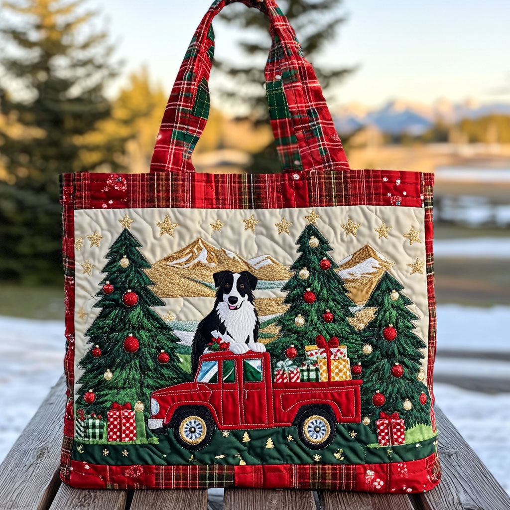Border Collie Winter Magic WN0611023CL Quilted Tote Bag