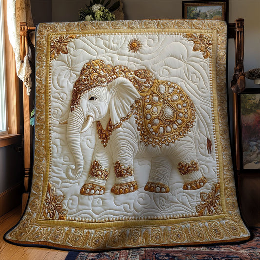 Gold White Elephant WY2201068CL Quilt