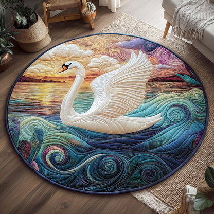 Elegant White Swan WJ0304035CL Quilted Round Mat