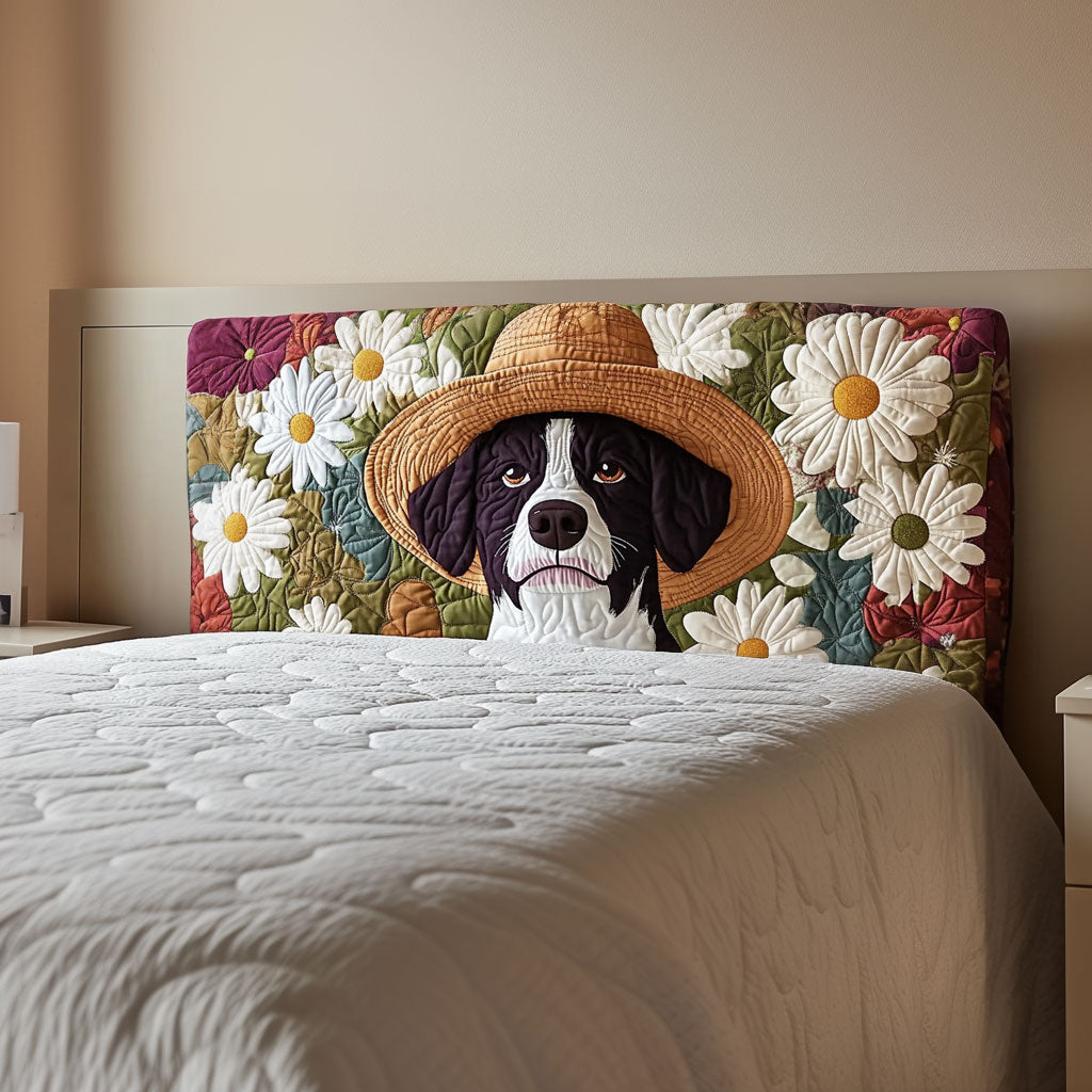 Dog On Daisy Field QA2912015CL Quilted Headboard Slipcover