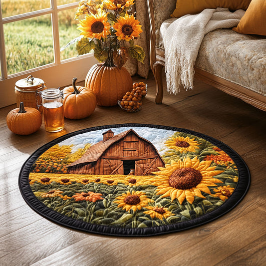 Sunflower Field Farm WY1908008CL Quilted Round Mat