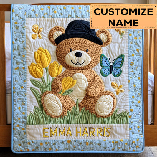 Teddy Bear Garden CW2507001CL Personalized Baby Quilt