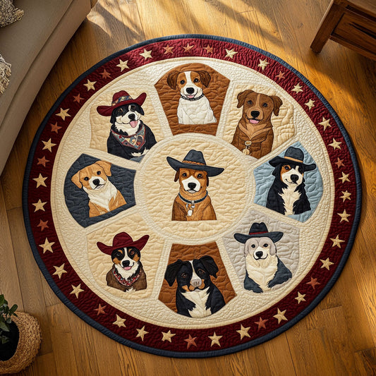 Wild West Dogs WY2008088CL Quilted Round Mat