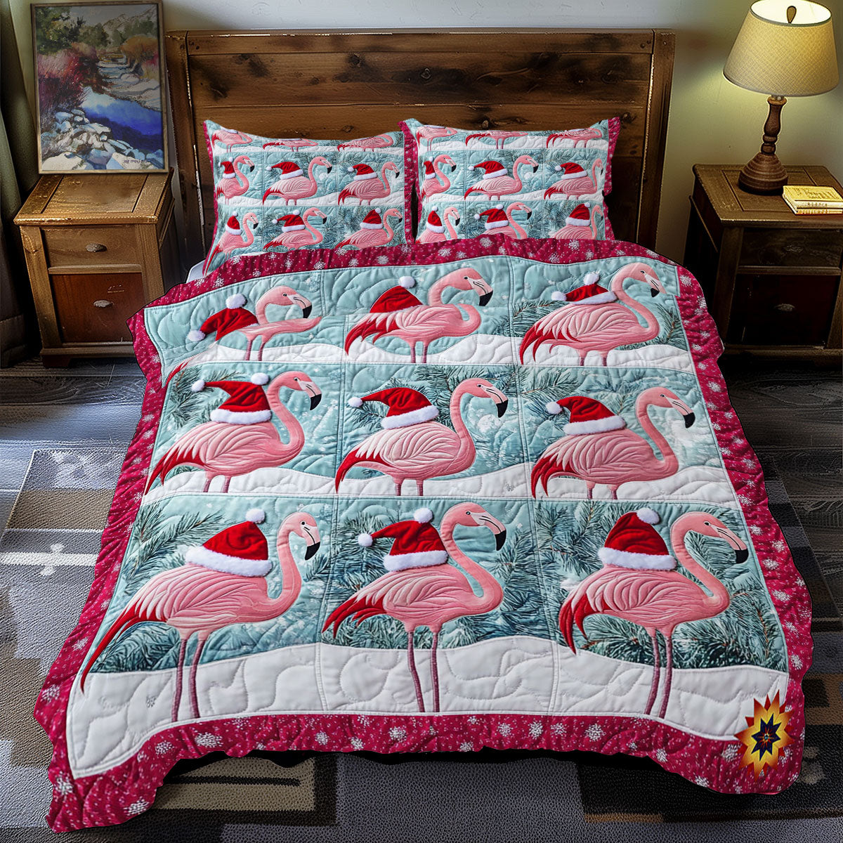 Christmas Flamingo WY0712058CL Duvet Cover Set