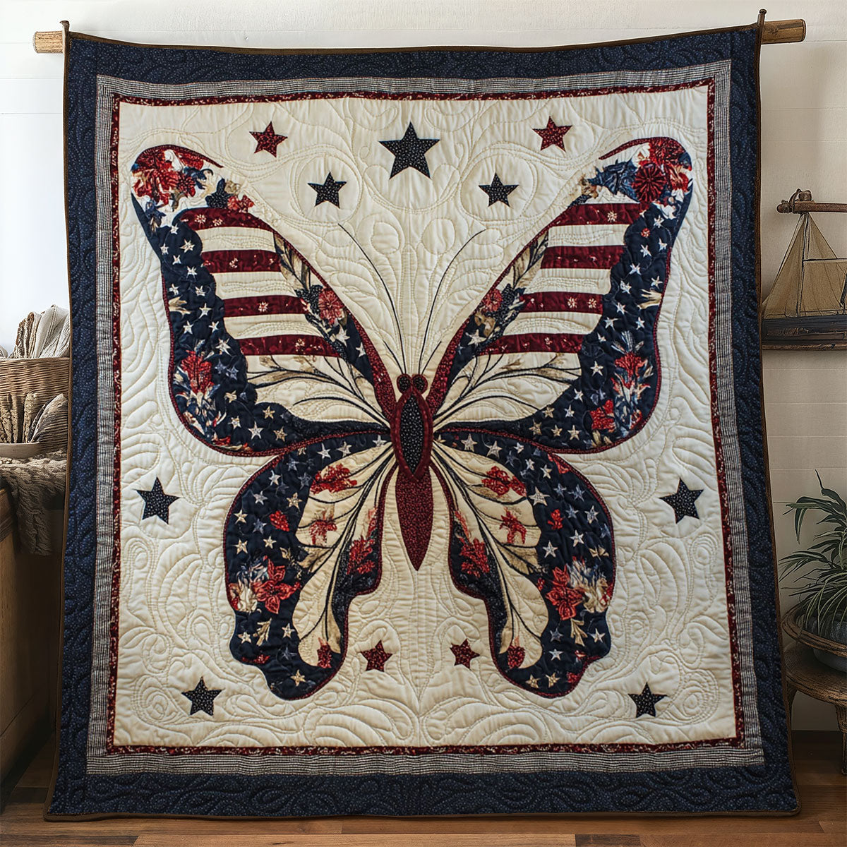 Patriotic Memorial Day Butterfly WN1006071CL Quilt