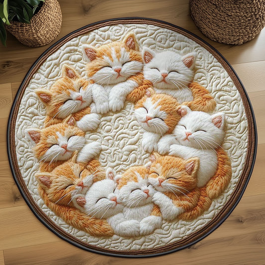 Peaceful Cat Circle WN2203065CL Quilted Round Mat