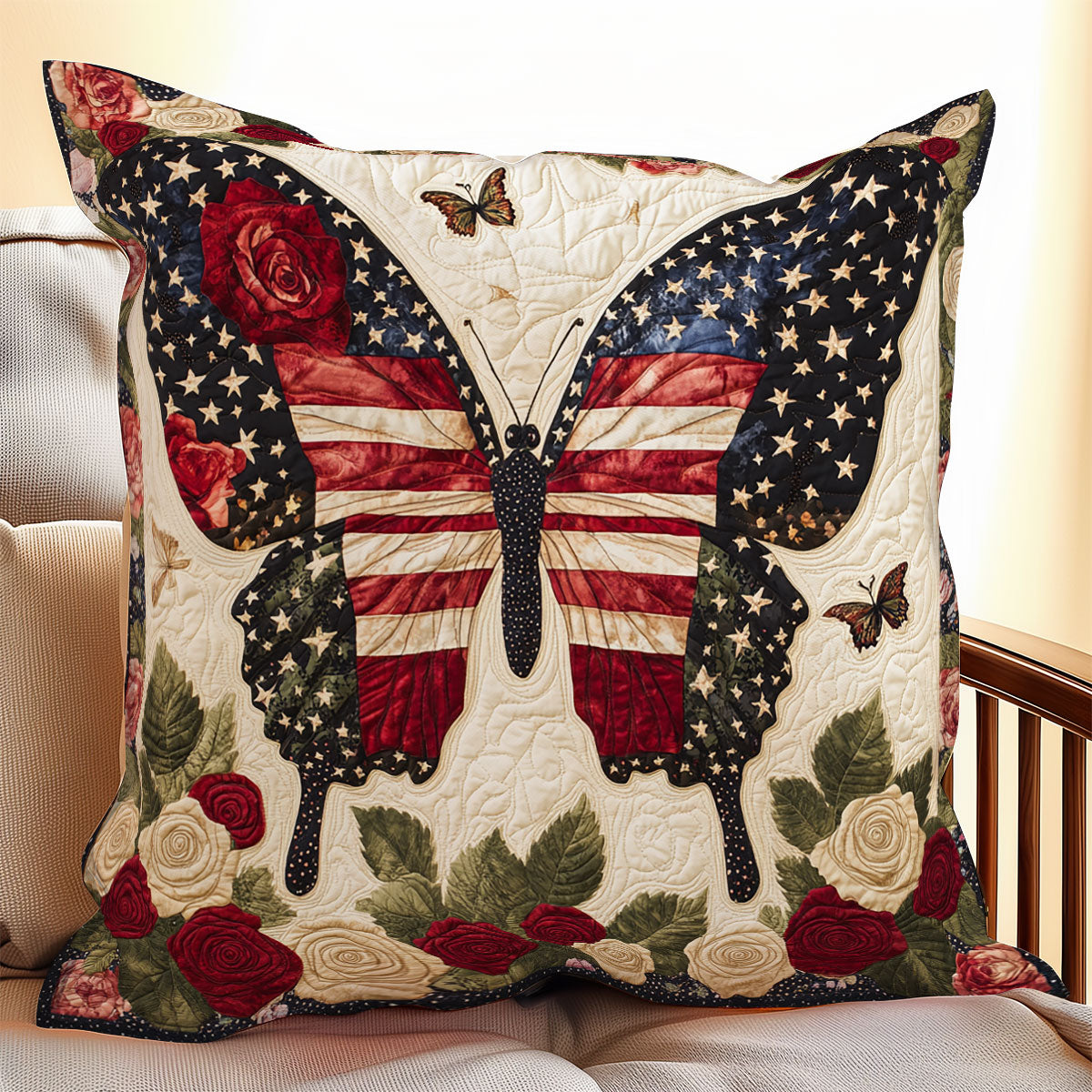 Patriotic Butterfly WX1306083CL Quilt Pillow Case