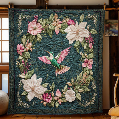 Floral Wreath Hummingbird WY2403013CL Quilt