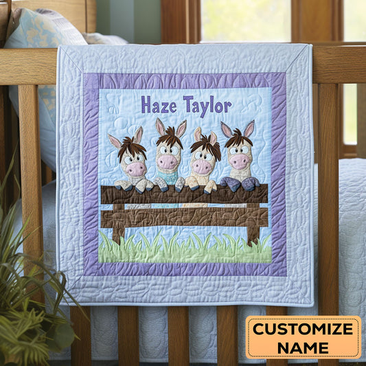 Donkey Buddies WN1807028CL Personalized Baby Quilt