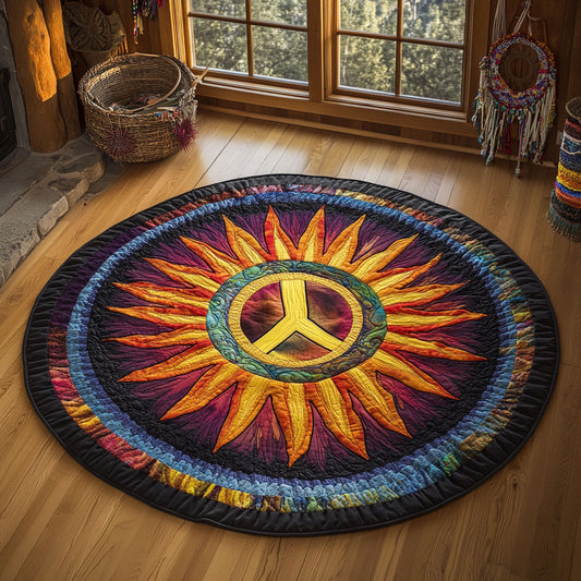 Hippie Sunburst Peace WY3006104CL Quilted Round Mat