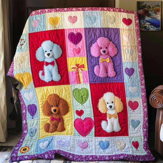 Colorful Poodle Valentine's Day WJ1112013CL Quilt