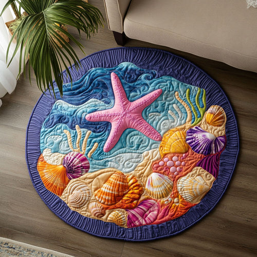 Starfish Seashell WX0605048CL Quilted Round Mat