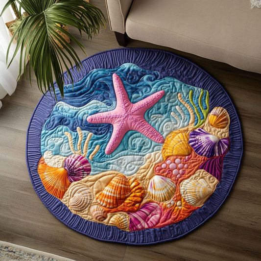 Starfish Seashell WX0605048CL Quilted Round Mat