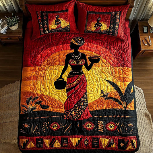 Black Women In Sunset WY2001052CL Duvet Cover Set