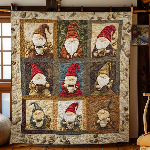 Cozy Coffee Gnomes WN2612004CL Quilt