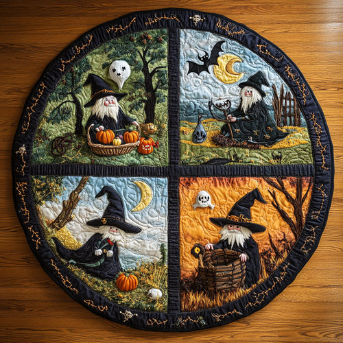 Halloween Witch Gnome WY0508060CL Quilted Round Mat