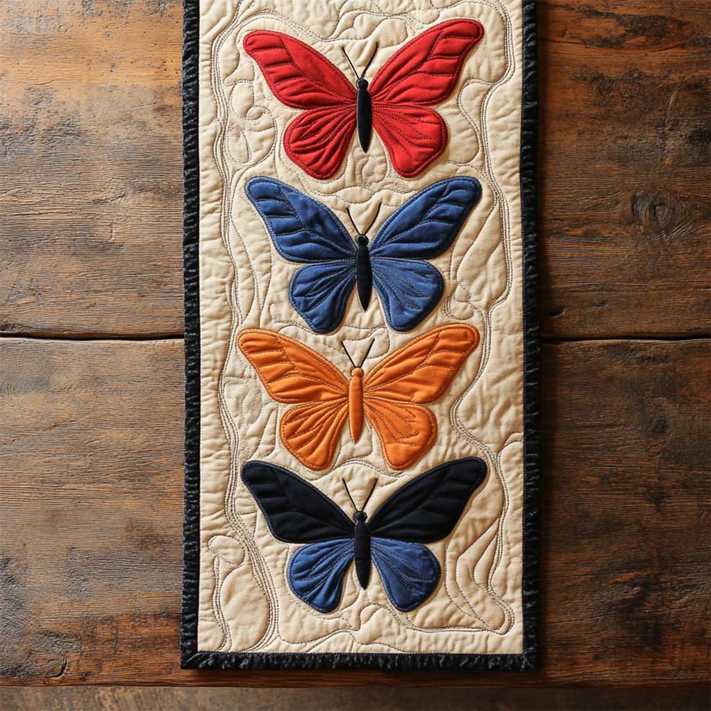 Golden Butterfly WN2804035CL Quilted Table Runner