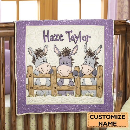 Donkey Buddies WN2807048CL Personalized Baby Quilt