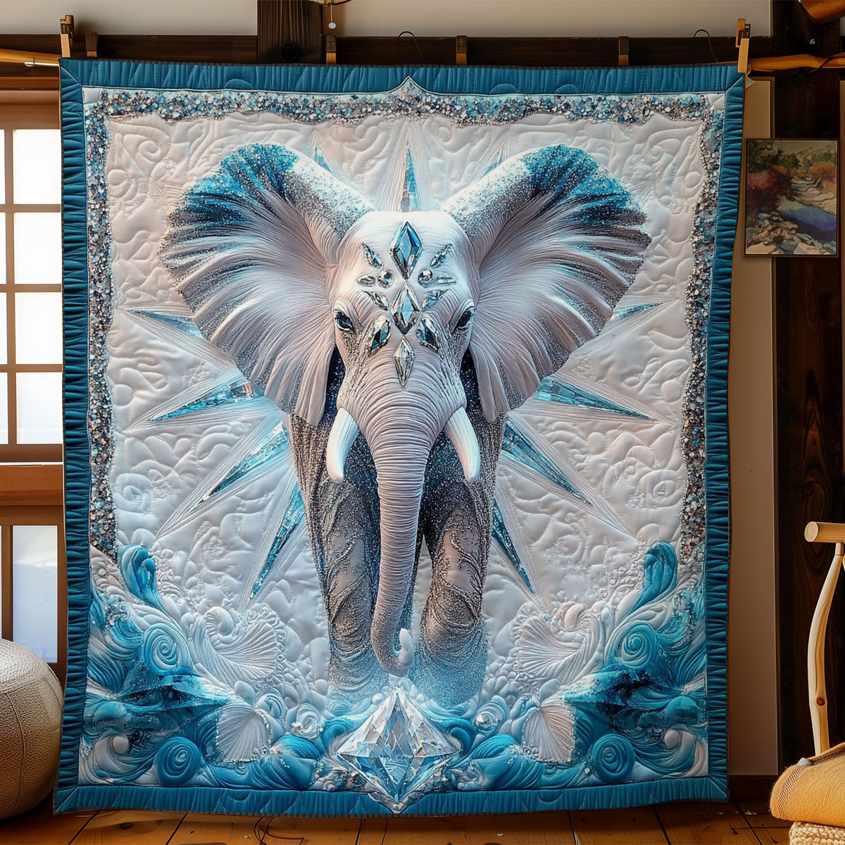 Frost Abstract Elephant WY3112012CL Quilt