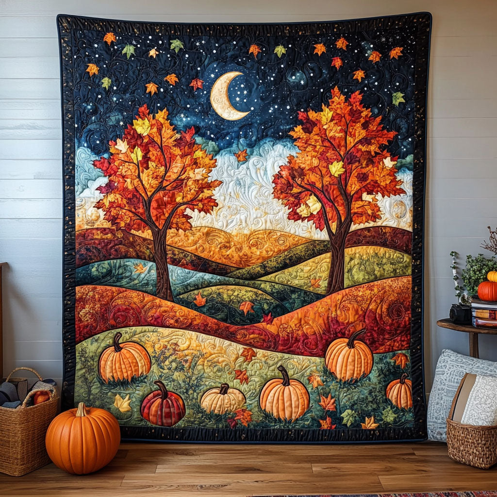 Pumpkin Moonlit Autumn Landscape DH1809005CL Quilt