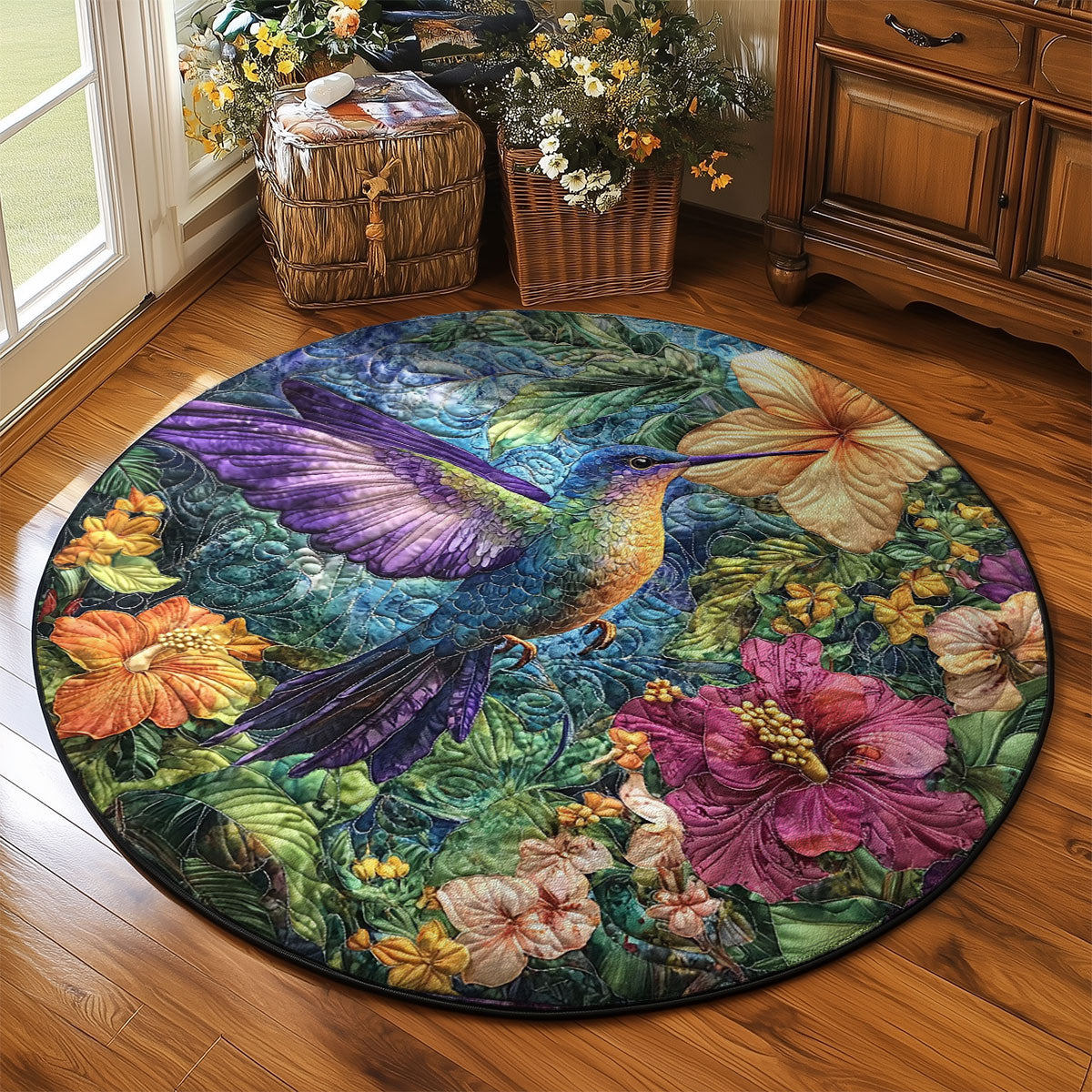 Beautiful Hummingbird WJ2403030CL Quilted Round Mat