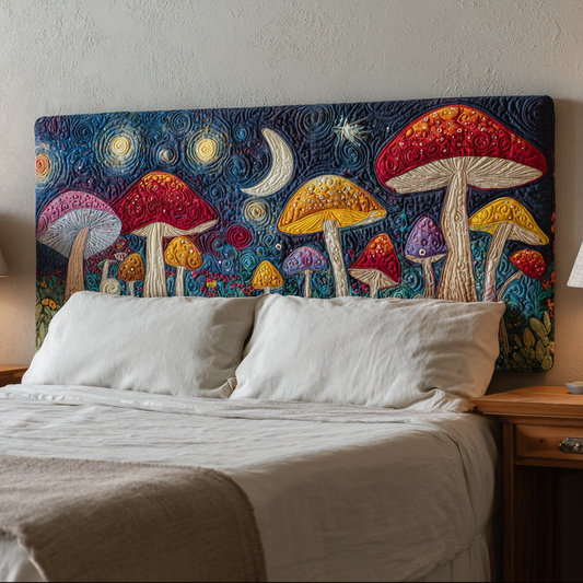 Whimsical Mushroom XR2412025CL Quilted Headboard Slipcover