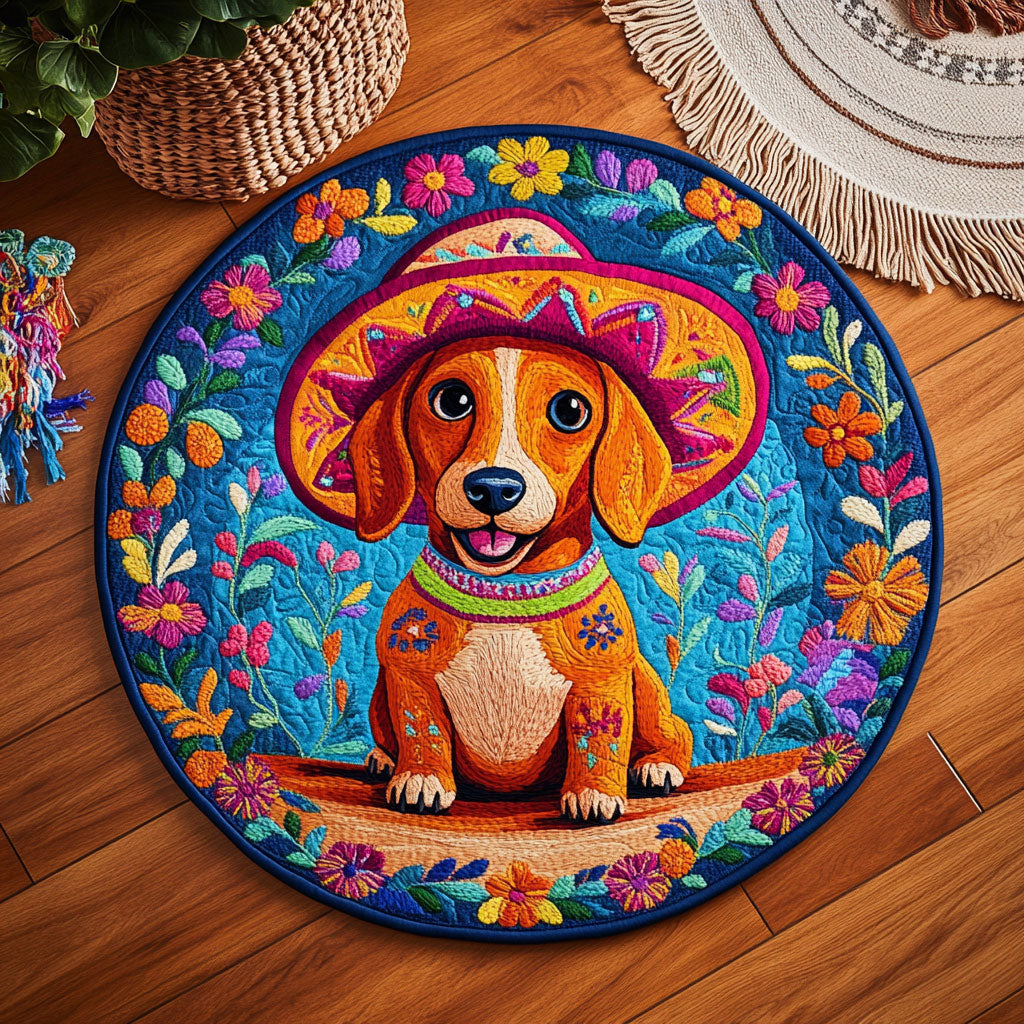 Fiesta Dachshund WY2105046CL Quilted Round Mat