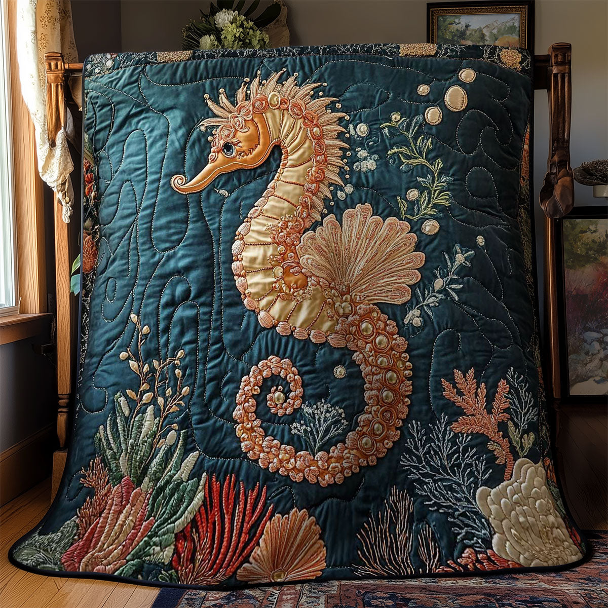 Seahorse Coral Cove WN2503122CL Quilt