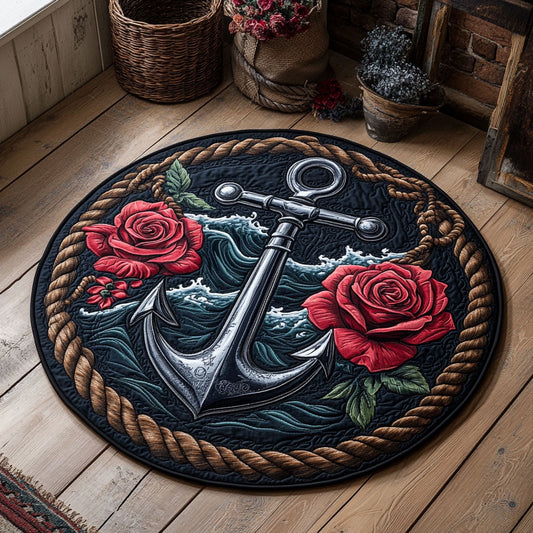 Mystic Red Rose Anchor WY1106027CL Quilted Round Mat