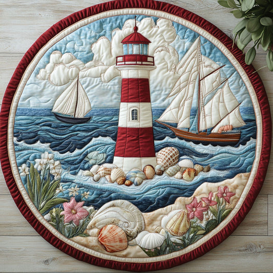 Lighthouse Beach CW0606012CL Quilted Round Mat