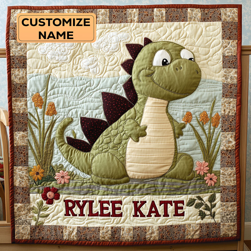 Little Dino Dreams WJ1507001CL Personalized Baby Quilt