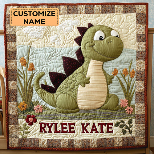 Little Dino Dreams WJ1507001CL Personalized Baby Quilt