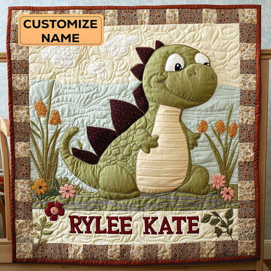 Little Dino Dreams WJ1507001CL Personalized Baby Quilt