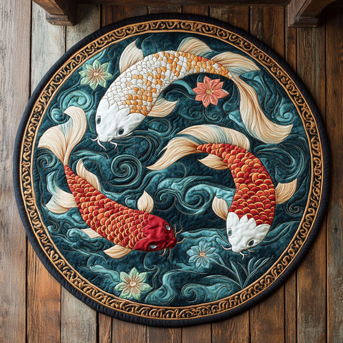 Koi Harmony CW2207022CL Quilted Round Mat