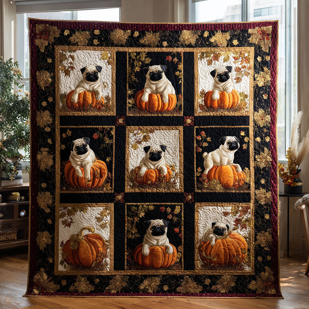Fall Pumpkin Pug CW2908054CL Quilt