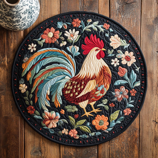 Chicken Floral WX2805009CL Quilted Round Mat