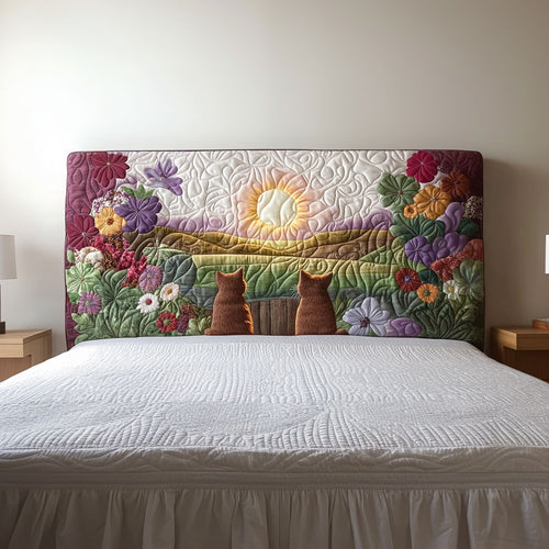 Cats Waiting Dawn QA3012003CL Quilted Headboard Slipcover