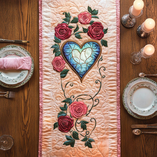 Rose Heart WY1905048CL Quilted Table Runner
