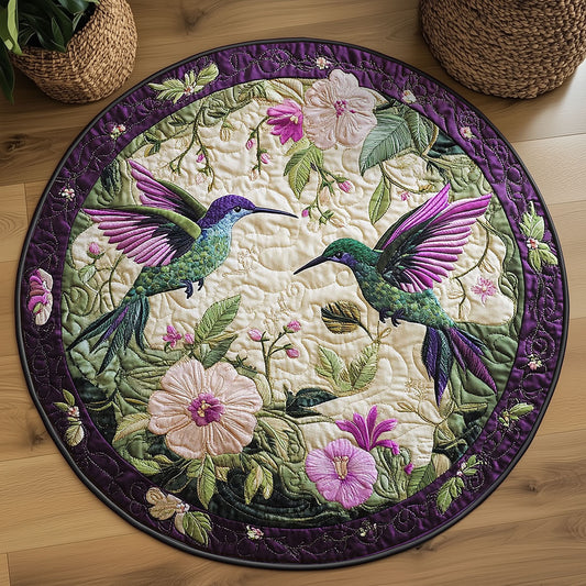 Hummingbire In Purple Garden WY2203057CL Quilted Round Mat