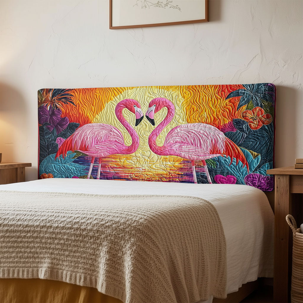 Flamingo Couple QA1112008CL Quilted Headboard Slipcover