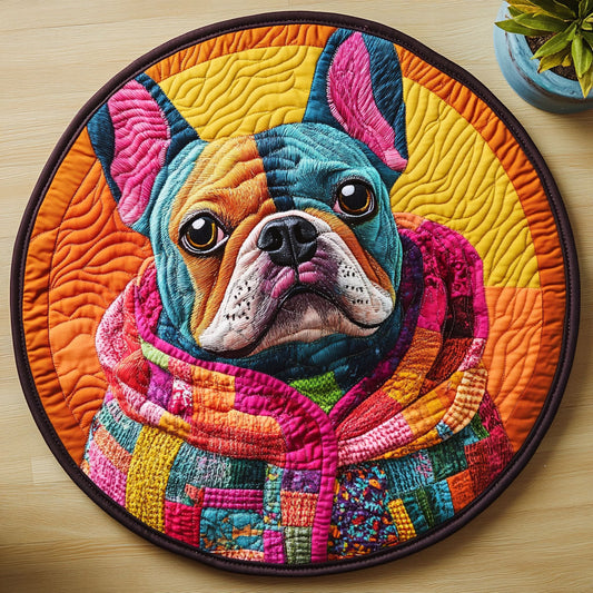 Color French Bulldog CW0306011CL Quilted Round Mat
